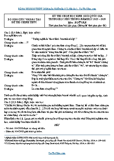 Đề thi HSGQG THPT 2026 môn Ngữ văn (Có đáp án)